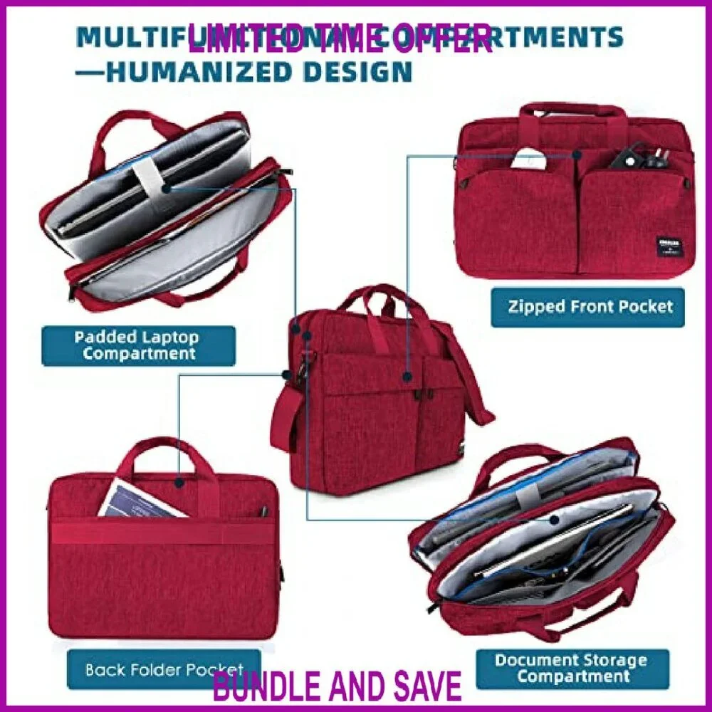 17.3 Inch Laptop Messenger Bag, Water Resistant Nylon, Multiple Compartments